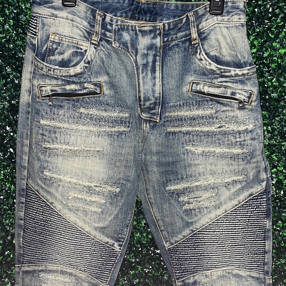 Balmain Distressed Moto Jeans Denim Pants 34 - Picture 2 of 4